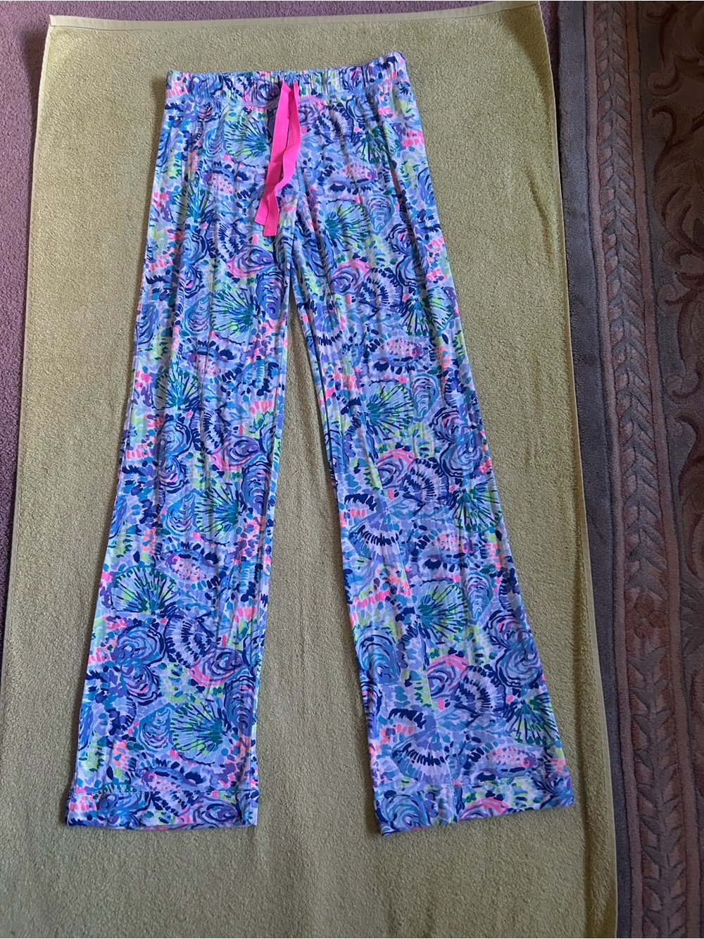 Lilly Pulitzer Pastel Crab Print PJLounge Pants with Drawstring Waist Sz XS